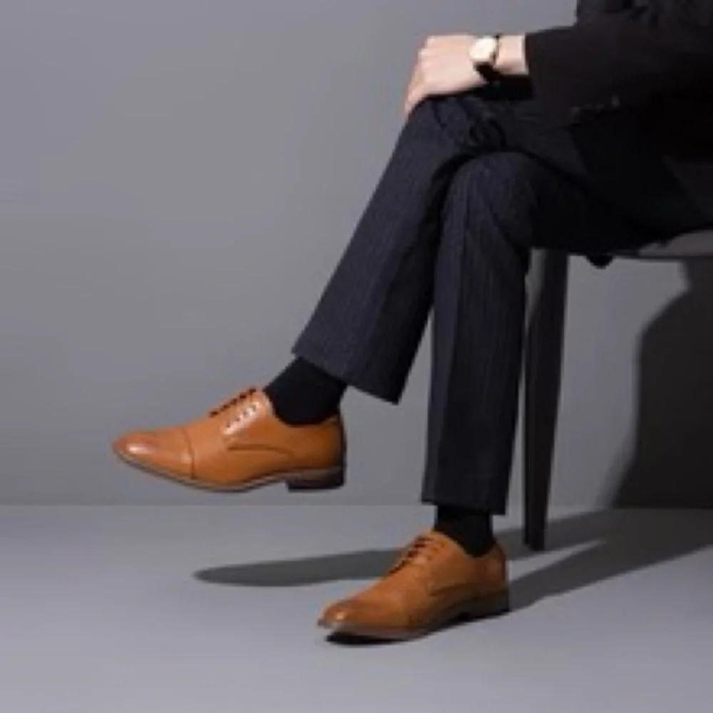 Vostey Men's Leather Oxford Derby Shoes